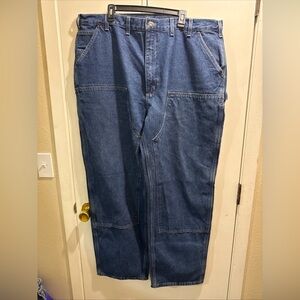 Carhartt Men's carpenter 44X34 work chores Barn Relaxed Fit Blue Jeans